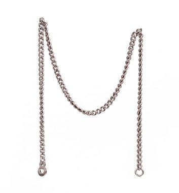 Gümüş metal zincir beyaz arkaplanda izole