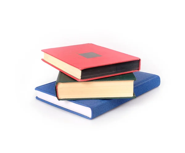 Stapel Von Büchern Farbigen Einbänden Isoliert Auf Weißem Hintergrund — Stockfoto