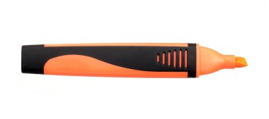 Beyaz arkaplanda izole edilmiş turuncu işaret veya keçeli kalem