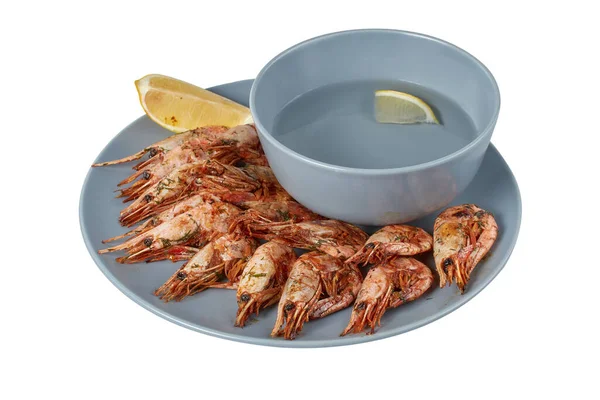 Grilled Shrimp Plate Restaurant Dish Image Isolate — Stock Photo, Image