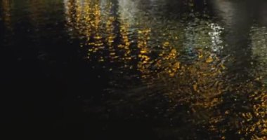 Gece su sarı ışık yansımaları.