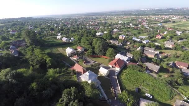 Vista aérea de la aldea de Ucrania. vista del dron . — Vídeos de Stock