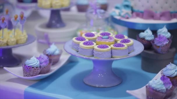 Barra de caramelo en una boda — Vídeo de stock
