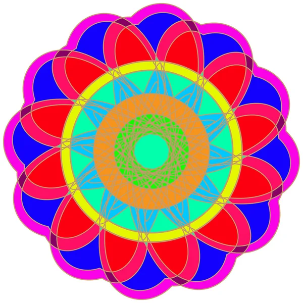 Mandala frattale geometrico colorato astratto — Vettoriale Stock