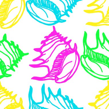 Doodles'ın deniz kabuklarını arka plan seamless modeli