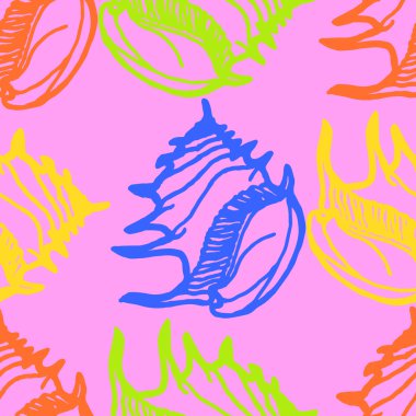 Doodles'ın deniz kabuklarını arka plan seamless modeli