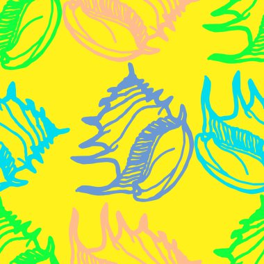 Doodles'ın deniz kabuklarını arka plan seamless modeli