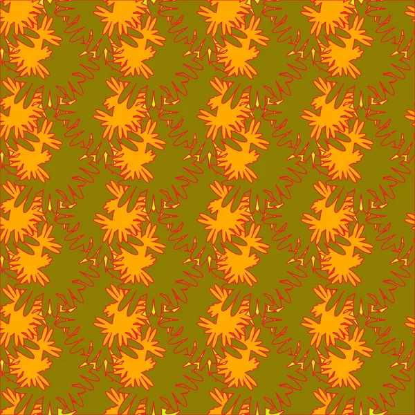 Autumn Red Orange Leaves Carved Seamless Pattern Vector Illustration — Stock Vector