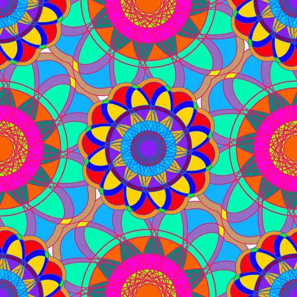 Modello geometrico multicolore frattale mandala senza cuciture per lo sfondo — Vettoriale Stock