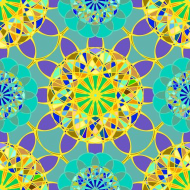Sarı fraktal elmas mavi bir arka plan üzerine Dikişsiz desen bırakır