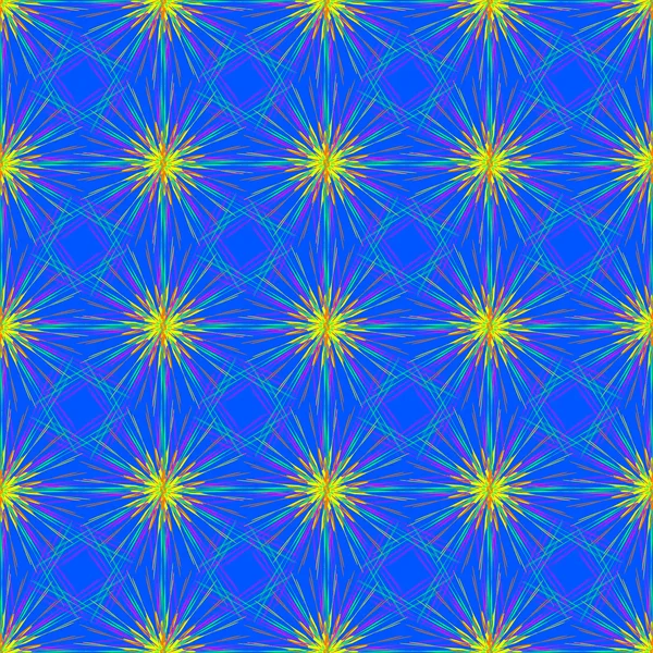 Patrón sin costura abstracto con estrella fractal sobre fondo azul — Archivo Imágenes Vectoriales