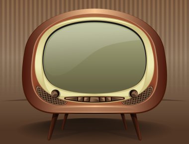 50'li 60'ların tarzında vektör retro Tv. vintage bir sırt üstü