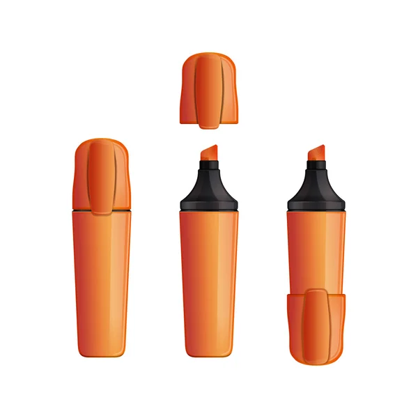 Set orangefarbene Innen- und Außenmarkierung mit Kappe. Filzstift — Stockvektor