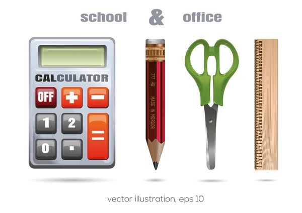 Ensemble d'icônes scolaires et de bureau. Illustration vectorielle — Image vectorielle