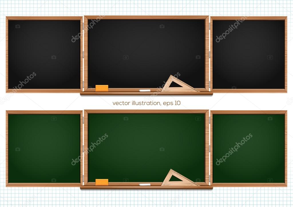 Three components chalkboard black and green. Back to school