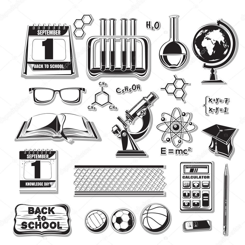 Back to school icons set. Vector icons on a white background