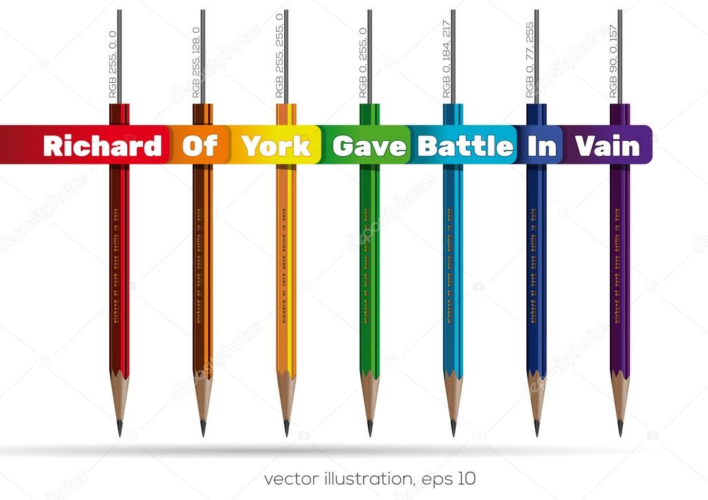 Pencils of rainbow colors. Richard Of York Gave Battle In Vain