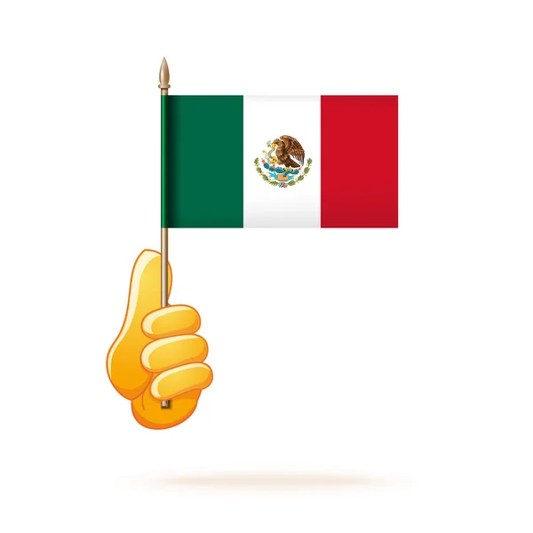 Hand Heeft Nationale Vlag Van Mexico Mexicaanse Driekleur Icoon Vector — Stockvector