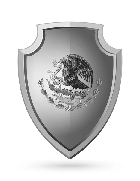 Adler Verschlingen Eine Schlange Das Mexikanische Nationalwappen Auf Einem Metallschild — Stockvektor