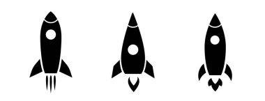 Roket ikonu. Roket vektör simgeleri kümesi. Yeni iş açılışı.