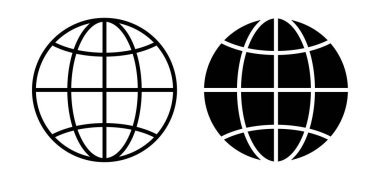 Dünya simgesi seti. Dünya ikonu. Dünya gezegeni, farklı varyasyonlarda dünya haritası.