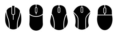 Bilgisayar faresi silueti. Fare simgesi seti. Bilgisayar faresi simgesi