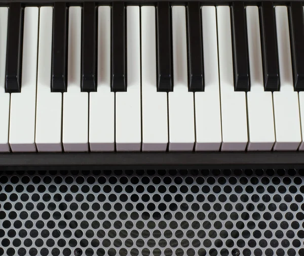 Synthesizer keyboard music instrument, studio shot at interestin — Stock Photo, Image