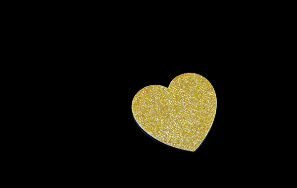 Corazón de oro Fondo negro — Foto de Stock