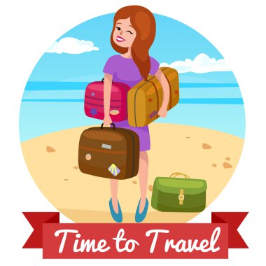 vektör çizim seyahat. Bag.Traveling insanlar tatil seyahat