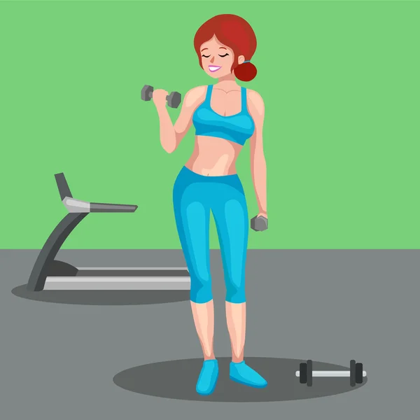 Mujer de fitness. aparatos de fitness — Vector de stock