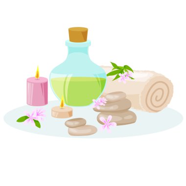 Spa havlu ve masaj taşlar 