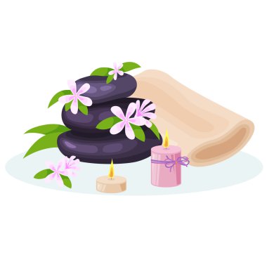 Spa havlu ve aroma yağı spa sembolleri