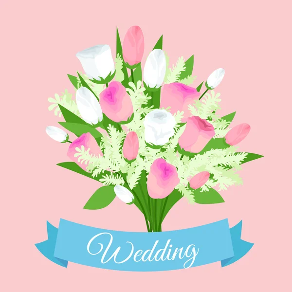 Wedding bouquet flowers vector illustration — Stock Vector