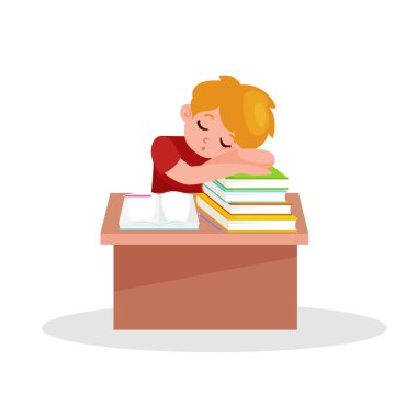 Geri okul çocukları için. Uyuyan liseli.