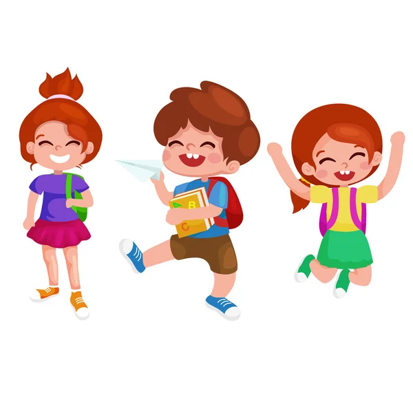 Cute School Children. Vector illustration — Stock Vector