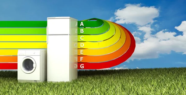 Eletrodomésticos e classificação de eficiência energética. ilustração 3d — Fotografia de Stock