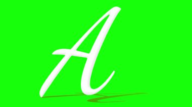 Canlı yeşil ekran arkaplanı üzerinde markalaştırma ve hareket grafikleri için ideal dinamik gölge efektli A harfi, eğitici videolar için mükemmel