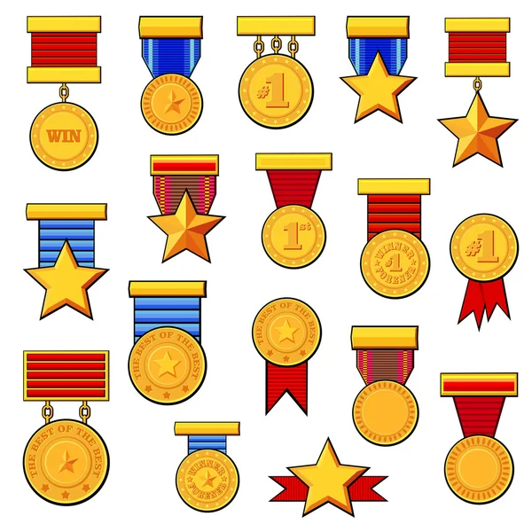 Conjunto de medalhas de desenhos animados —  Vetores de Stock