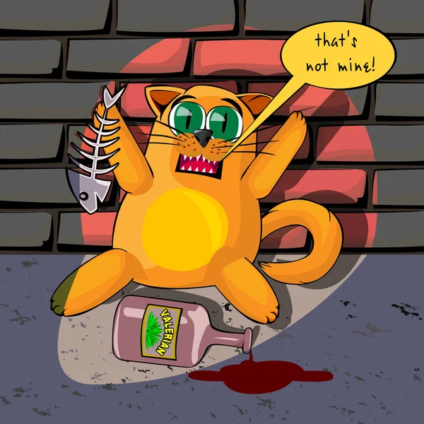 Cat in the basement drinking valerian Vector Graphics