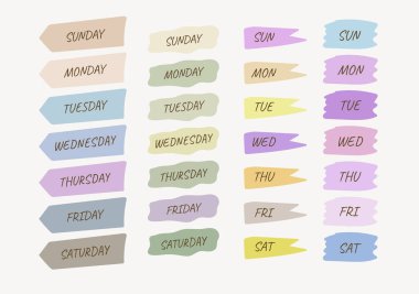 Haftalık Planlayıcı Yapıştırması Haftanın Günleri