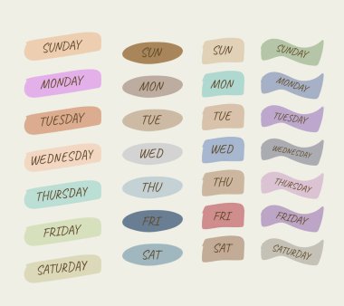 Haftalık Planlayıcı Etiketleri Dört Grup Ayarla