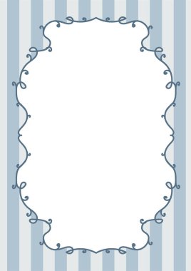 Retro Çizgiler Mavi Estetik El Tuhaf Çerçeve