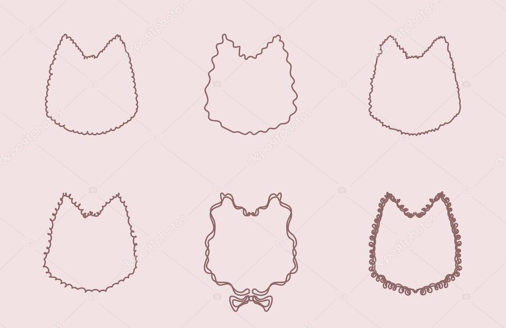 Whimsical Hand Drawn Doodle Cat Shaped Frames Set