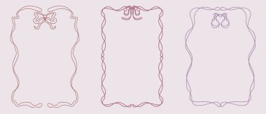 Üç çizgili zarif kurdele ve fiyonk çerçeve seti.