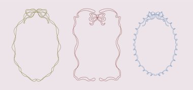 Çizgi Sanat Zarif Tuhaf Kurdele ve Yay Çerçeve Ayarları