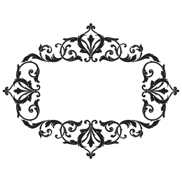 Vintage baroque frame engraving scroll ornament — Stock Vector