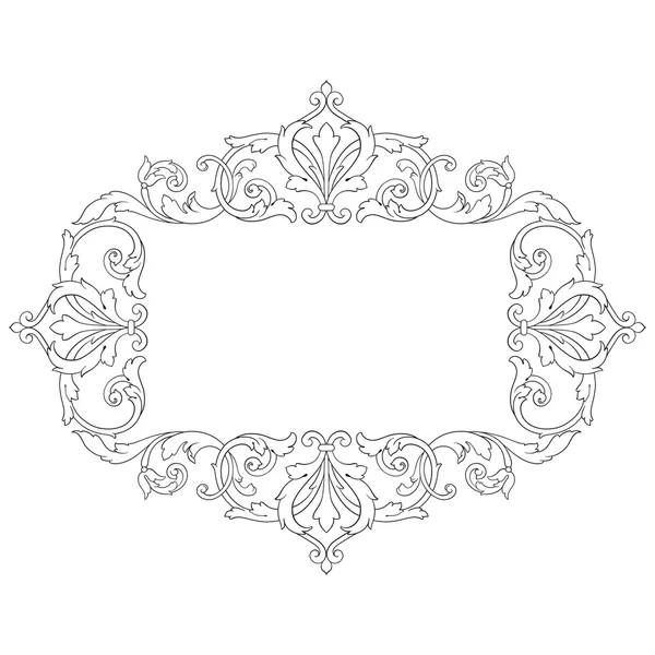 Vintage baroque frame engraving scroll ornament — Stock Vector