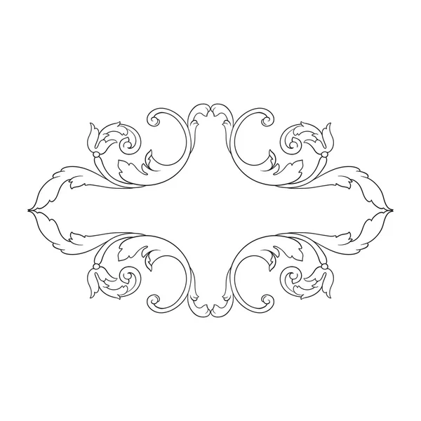 Vintage marco barroco grabado ornamento de pergamino — Vector de stock