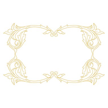 Altın Çerçeve ve Sınır tarzı. Tasarımınız için süs malzemeleri. Siyah ve beyaz. Kartpostallar için çiçek oyma süslemesi veya sosyal medya davetiyeleri.