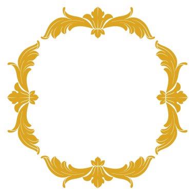 Altın Çerçeve ve Sınır tarzı. Tasarımınız için süs malzemeleri. Siyah ve beyaz. Kartpostallar için çiçek oyma süslemesi veya sosyal medya davetiyeleri.